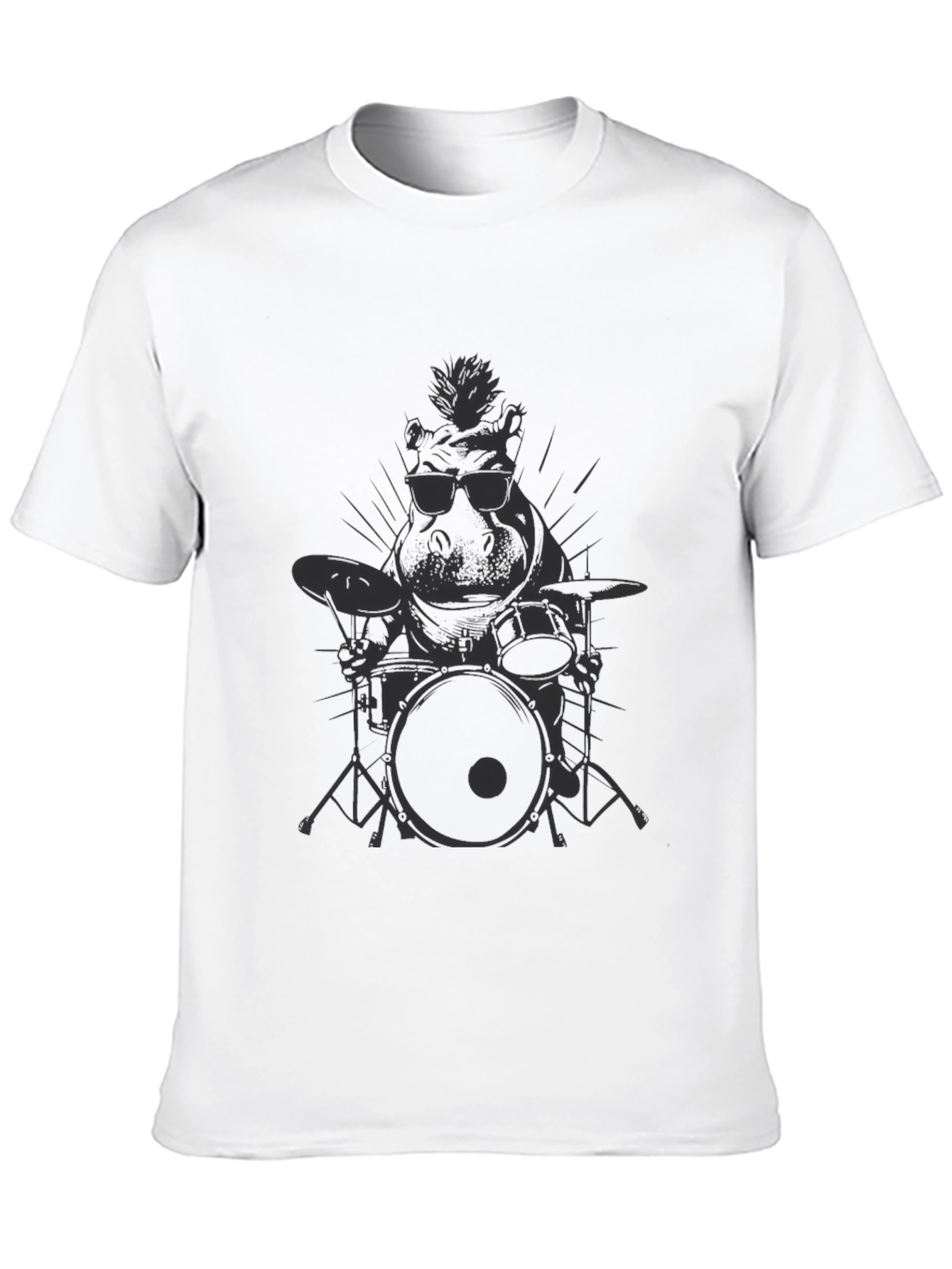 Cool Hippo Drummer Black T-Shirt