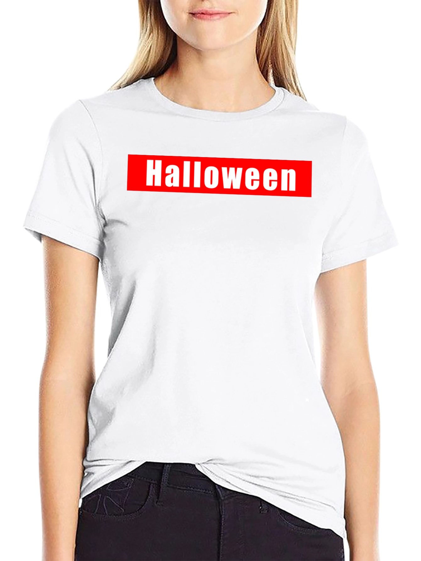 Halloween Graphic Tee - Red & White on Black