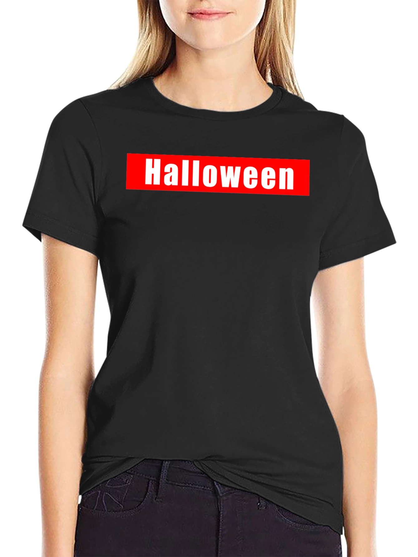 Halloween Graphic Tee - Red & White on Black