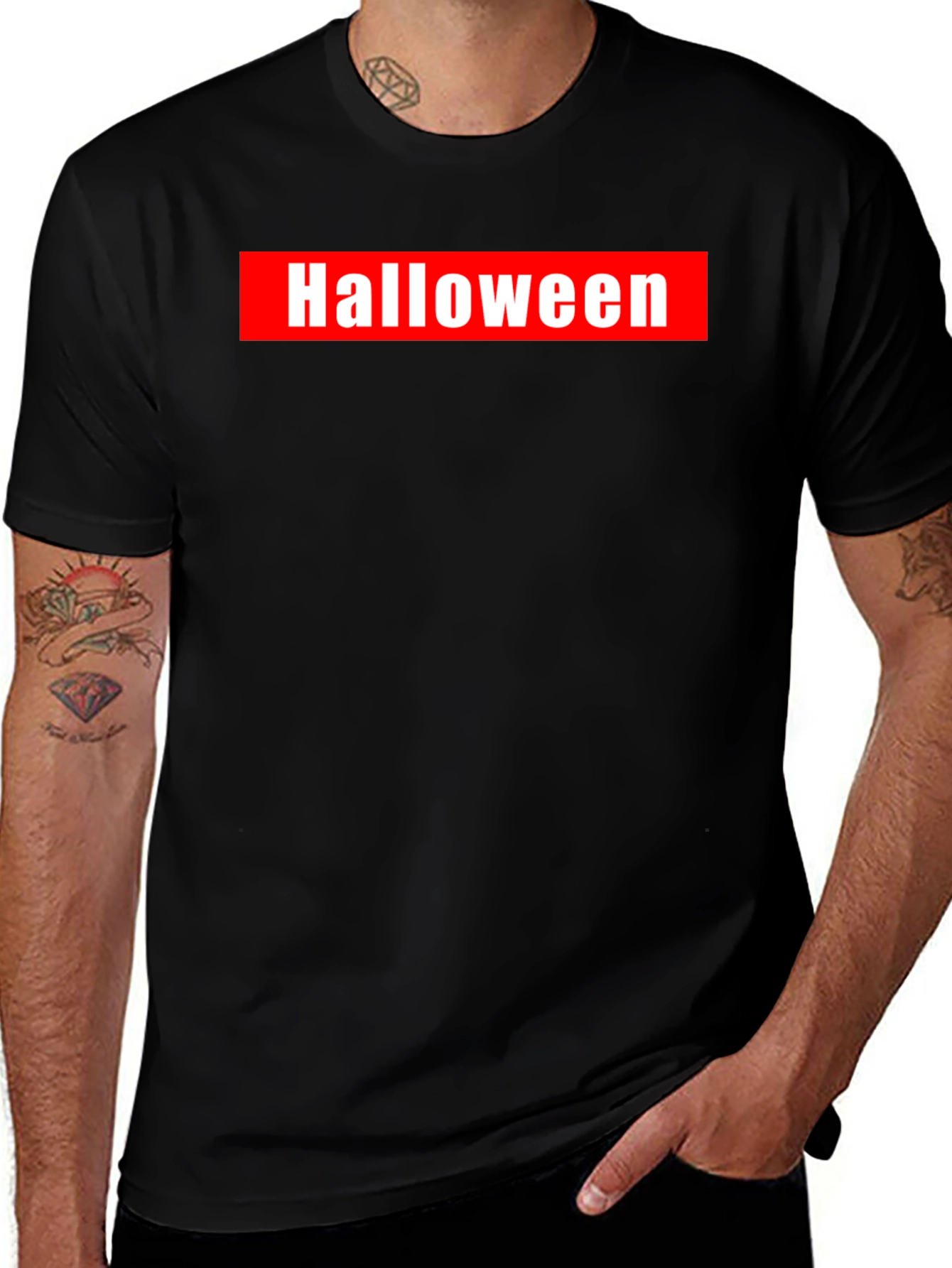 Halloween Graphic Tee - Red & White on Black