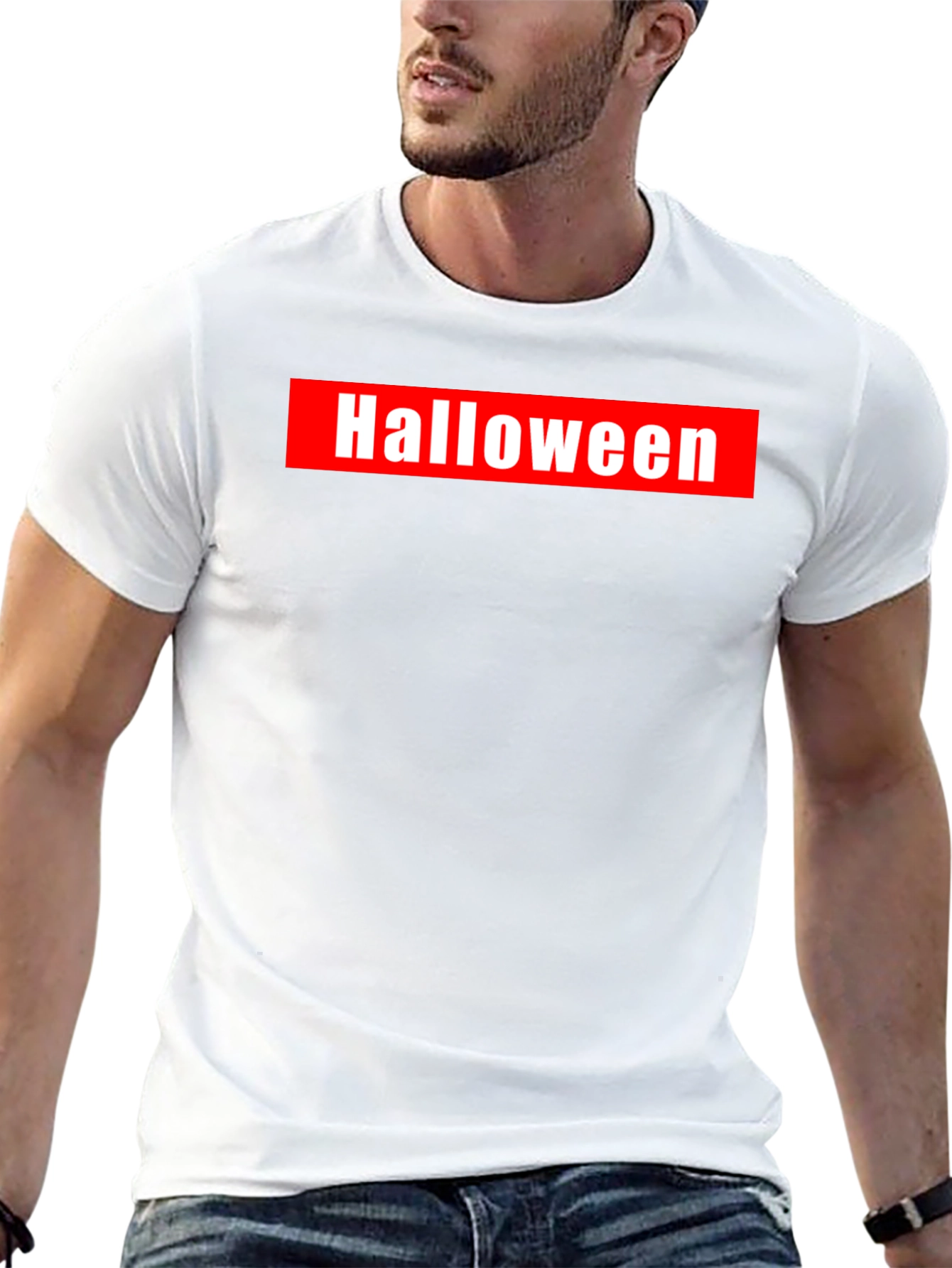 Halloween Graphic Tee - Red & White on Black