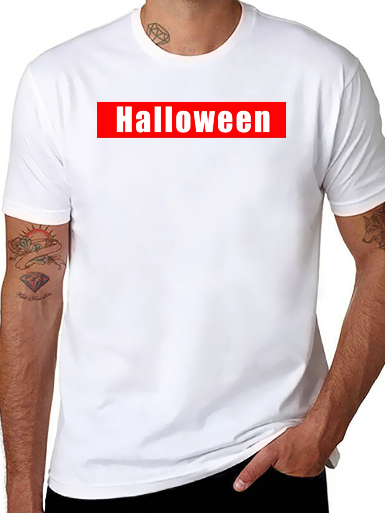 Halloween Graphic Tee - Red & White on Black