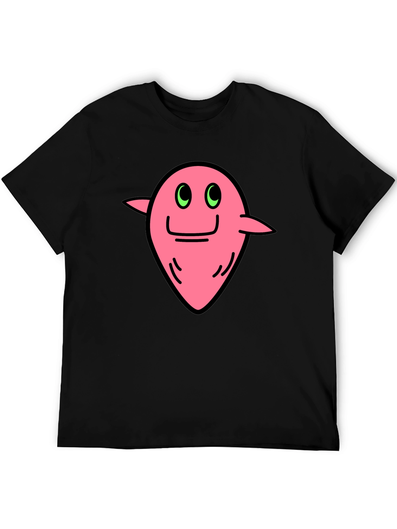 Funky Pink Character Graphic Black T-Shirt