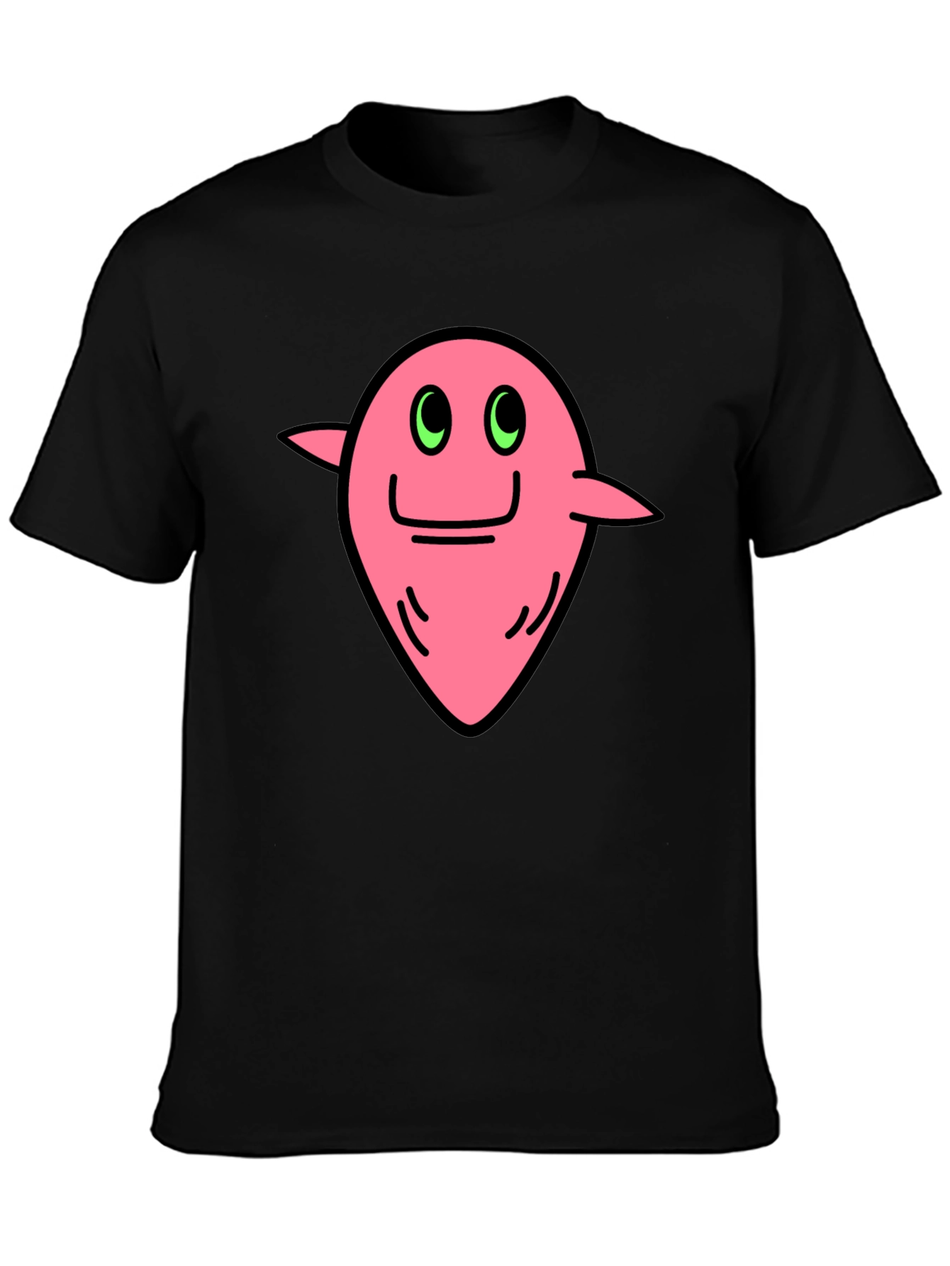 Funky Pink Character Graphic Black T-Shirt