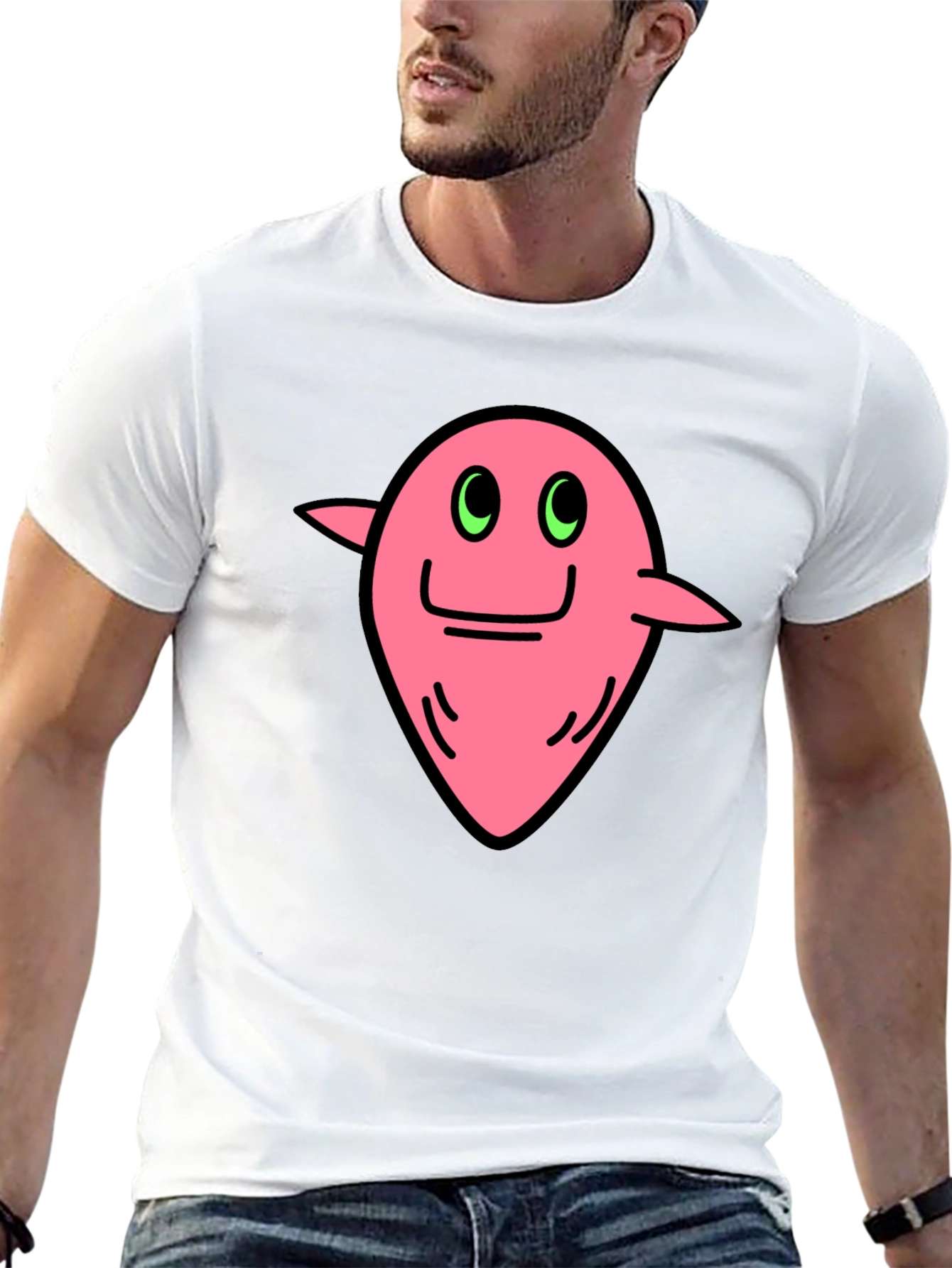 Funky Pink Character Graphic Black T-Shirt