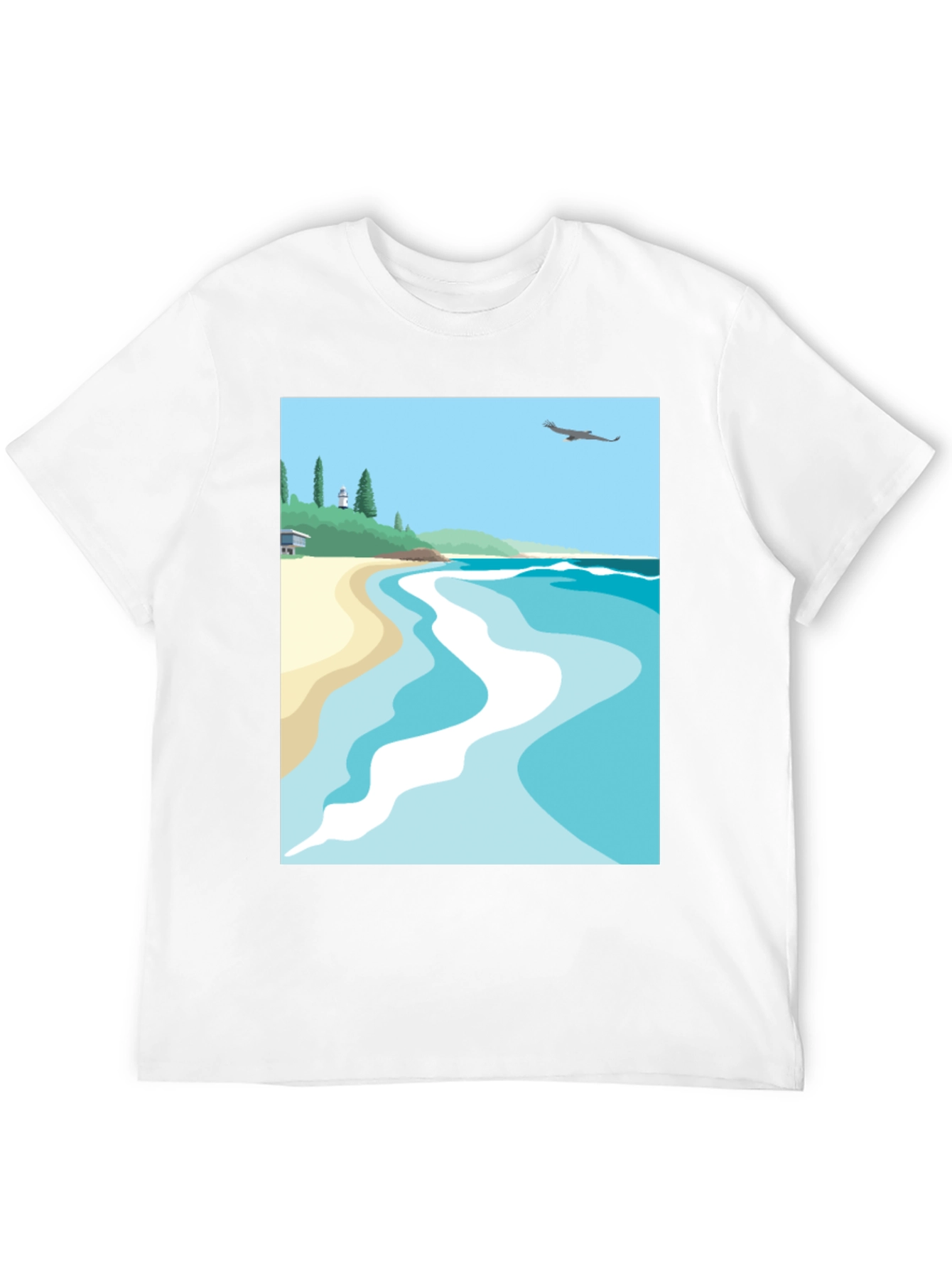 Beach Scene Graphic Tee - Black