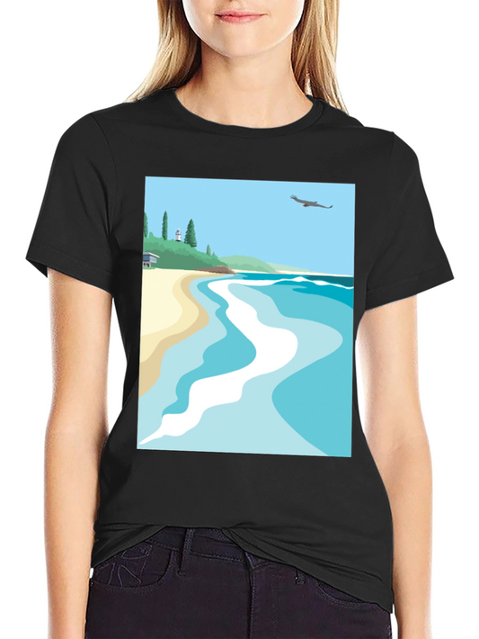 Beach Scene Graphic Tee - Black