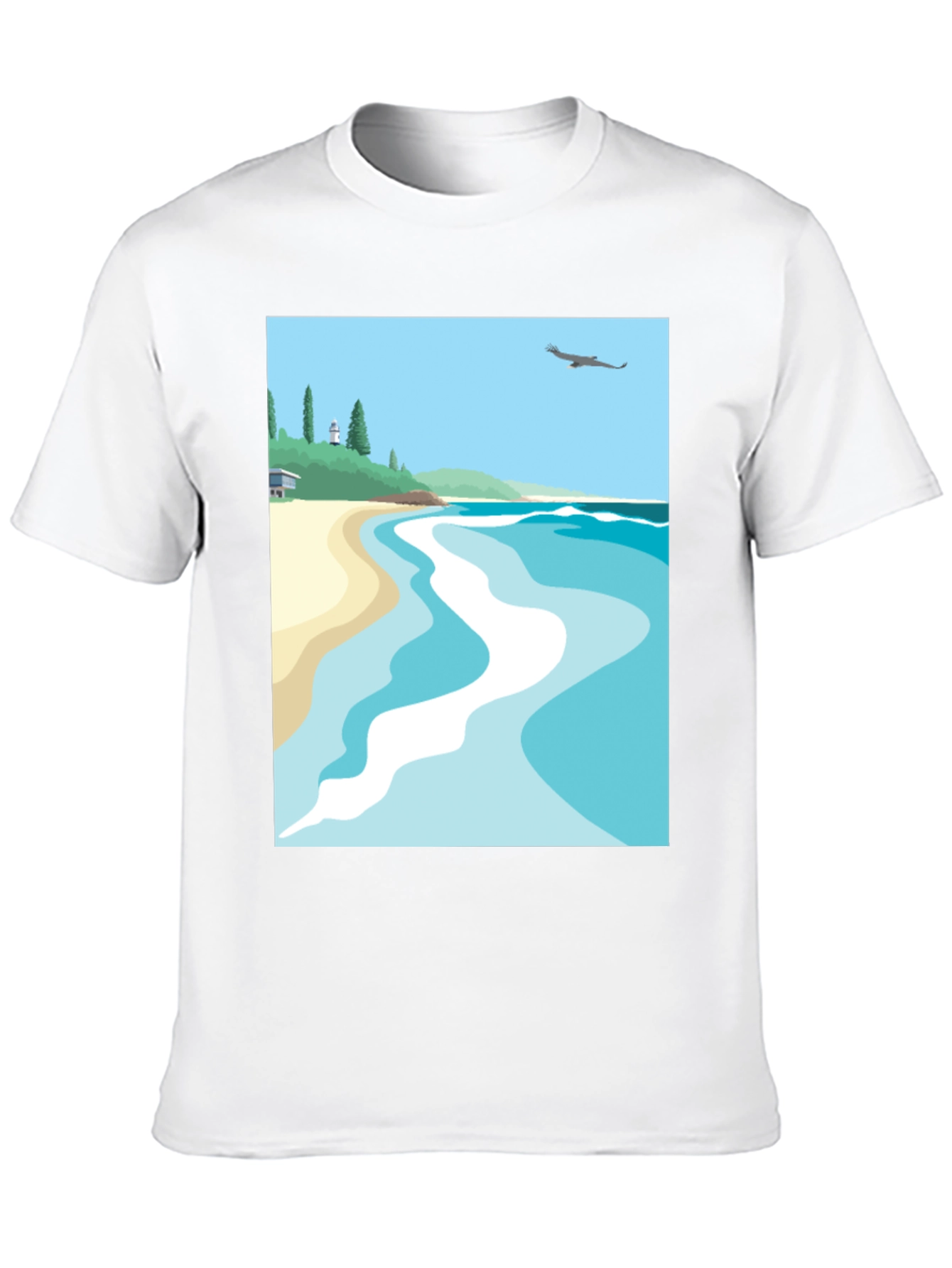 Beach Scene Graphic Tee - Black