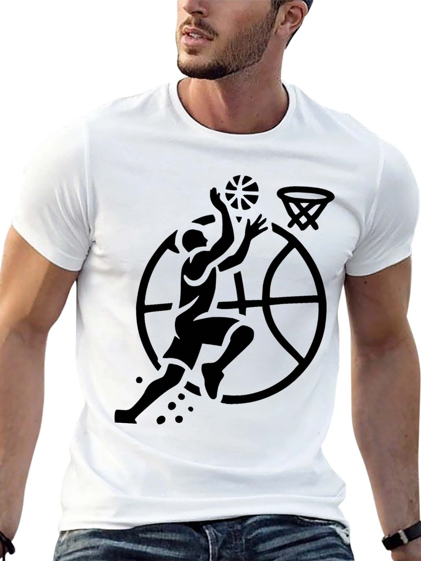 Black Basketball Graphic Tee for Men