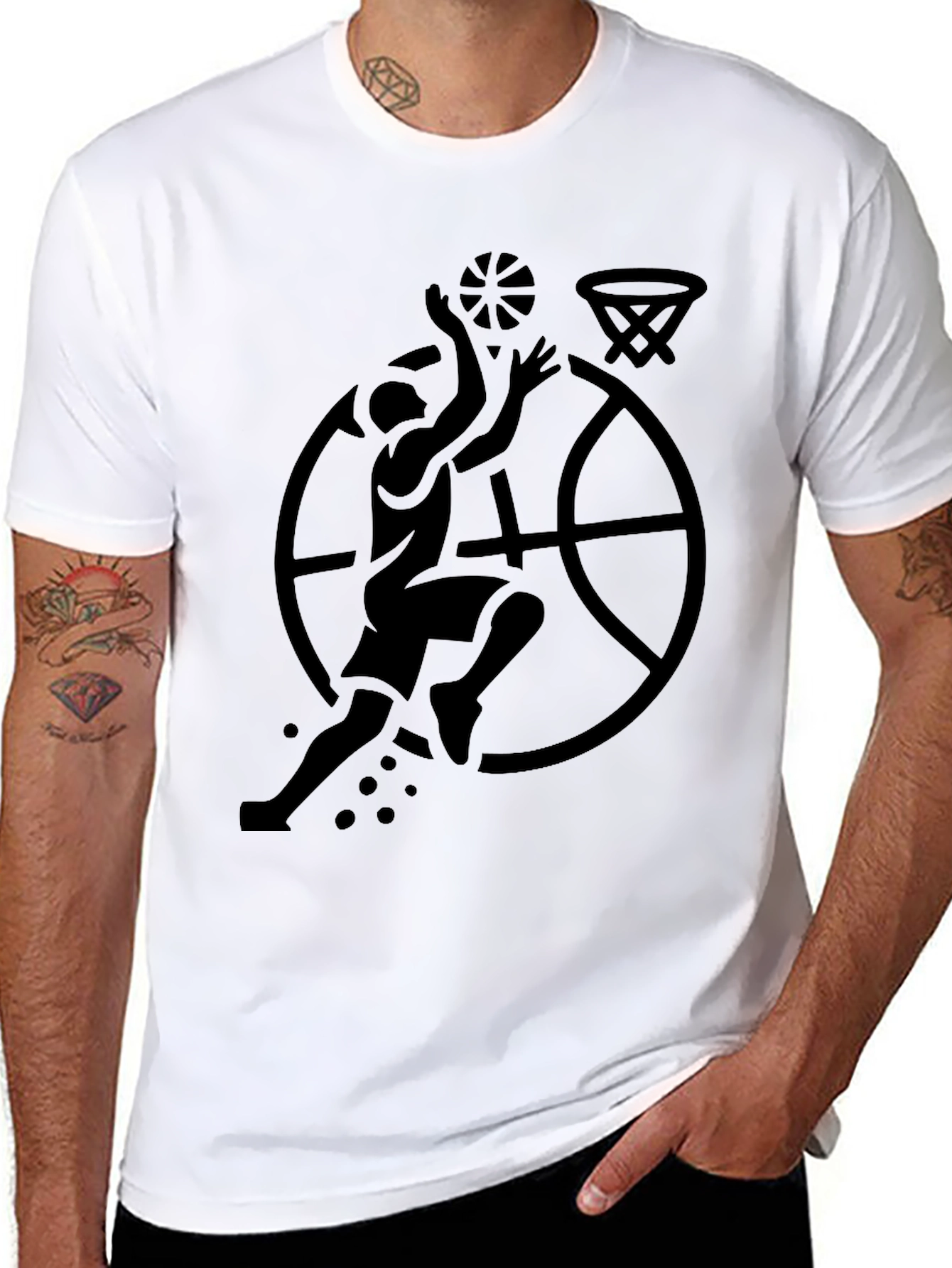 Black Basketball Graphic Tee for Men