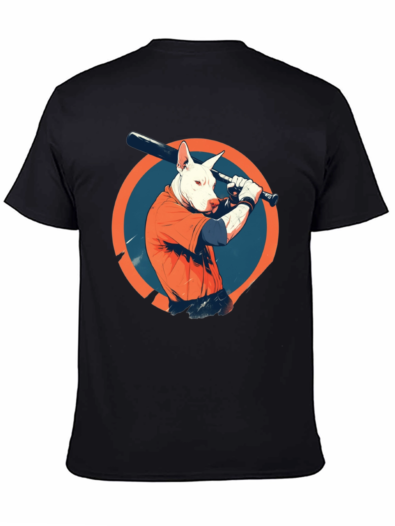 Dog Baseball Player Black Graphic Tee
