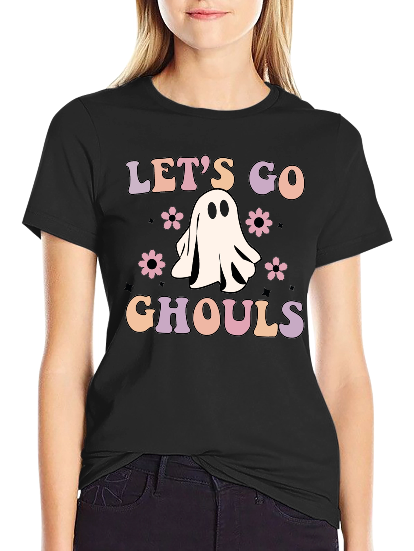 Lets Go Ghouls Black Graphic Tee