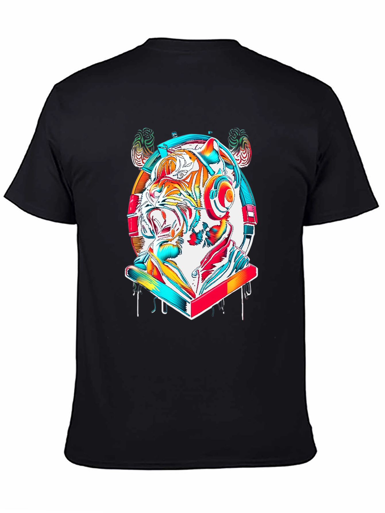 Vibrant Tiger DJ Graphic Tee - Stylish Cotton Blend