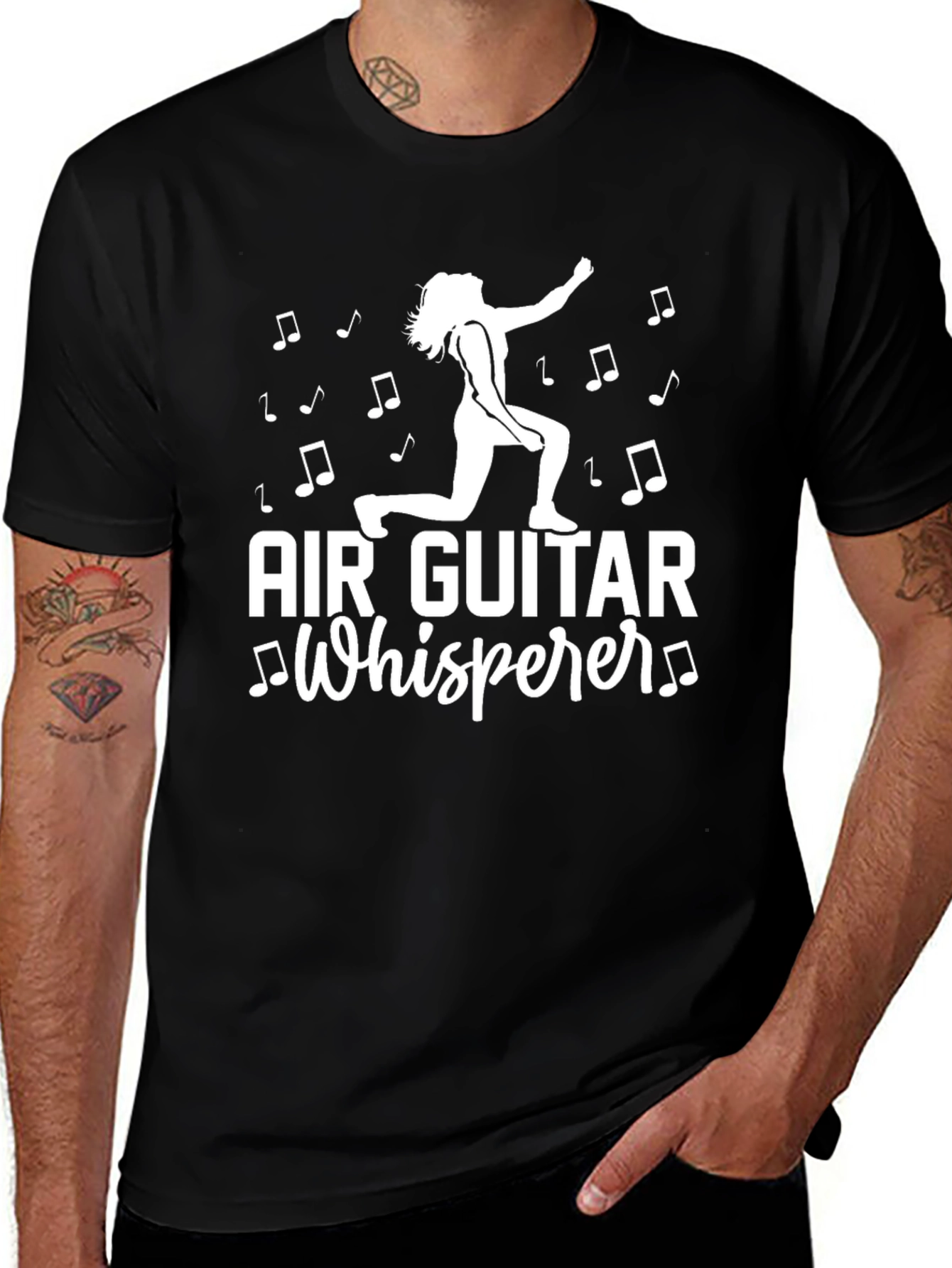 Air Guitar Whisperer Graphic Tee - Black Cotton