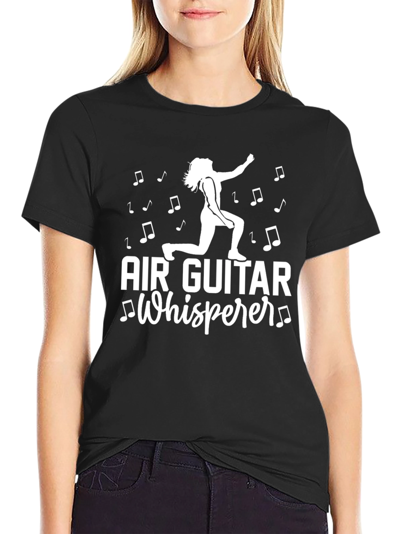 Air Guitar Whisperer Graphic Tee - Black Cotton