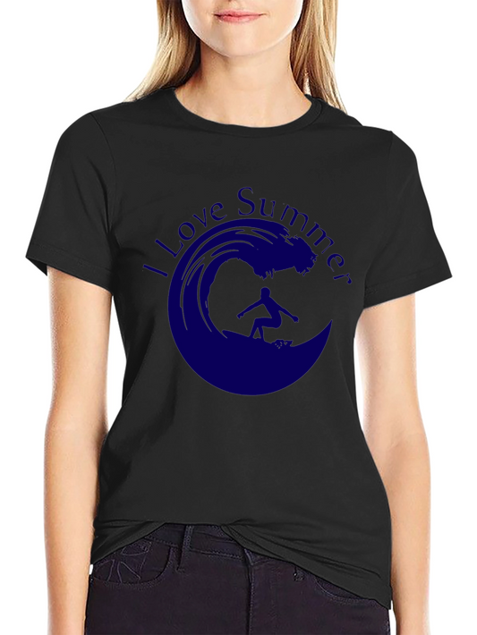 I Love Summer T-Shirt - Surfing Wave Design