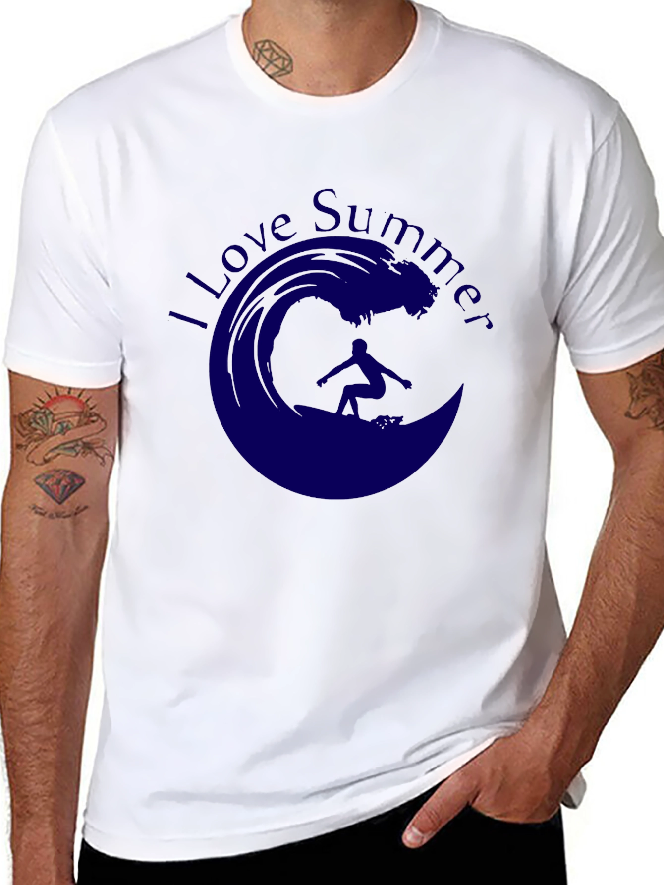 I Love Summer T-Shirt - Surfing Wave Design