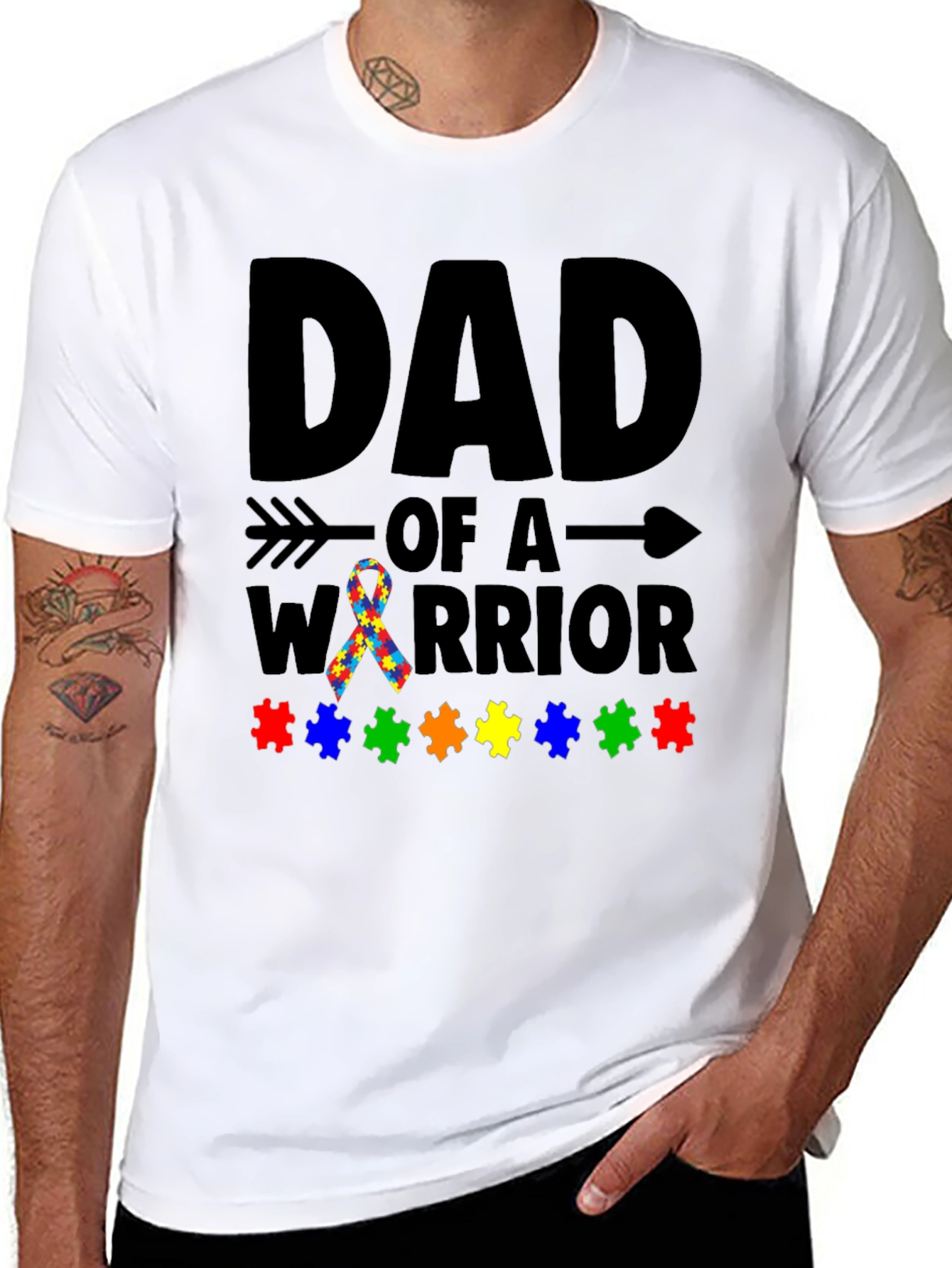 Dad of a Warrior Autism Awareness T-Shirt