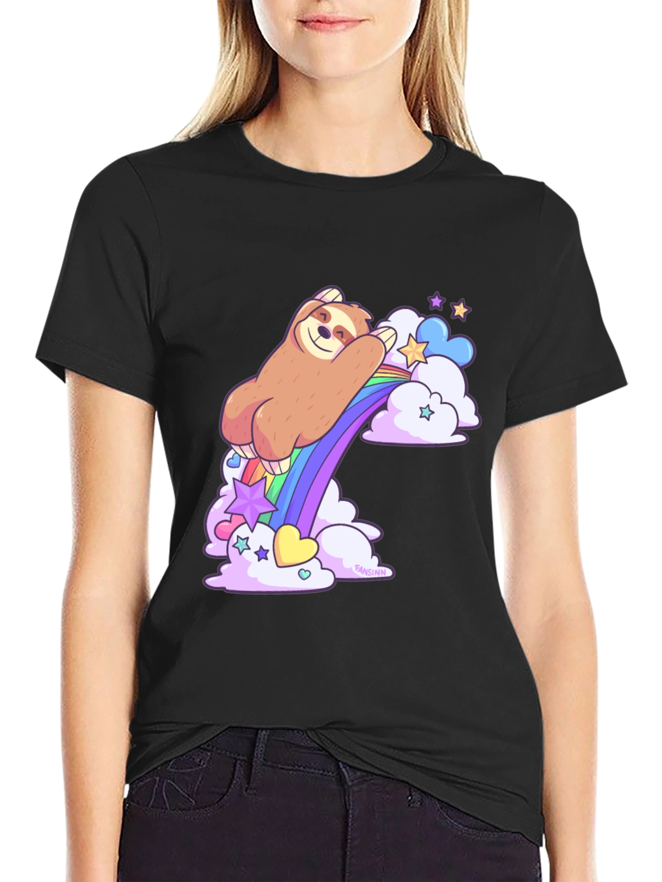 Sloth Riding Rainbow T-Shirt