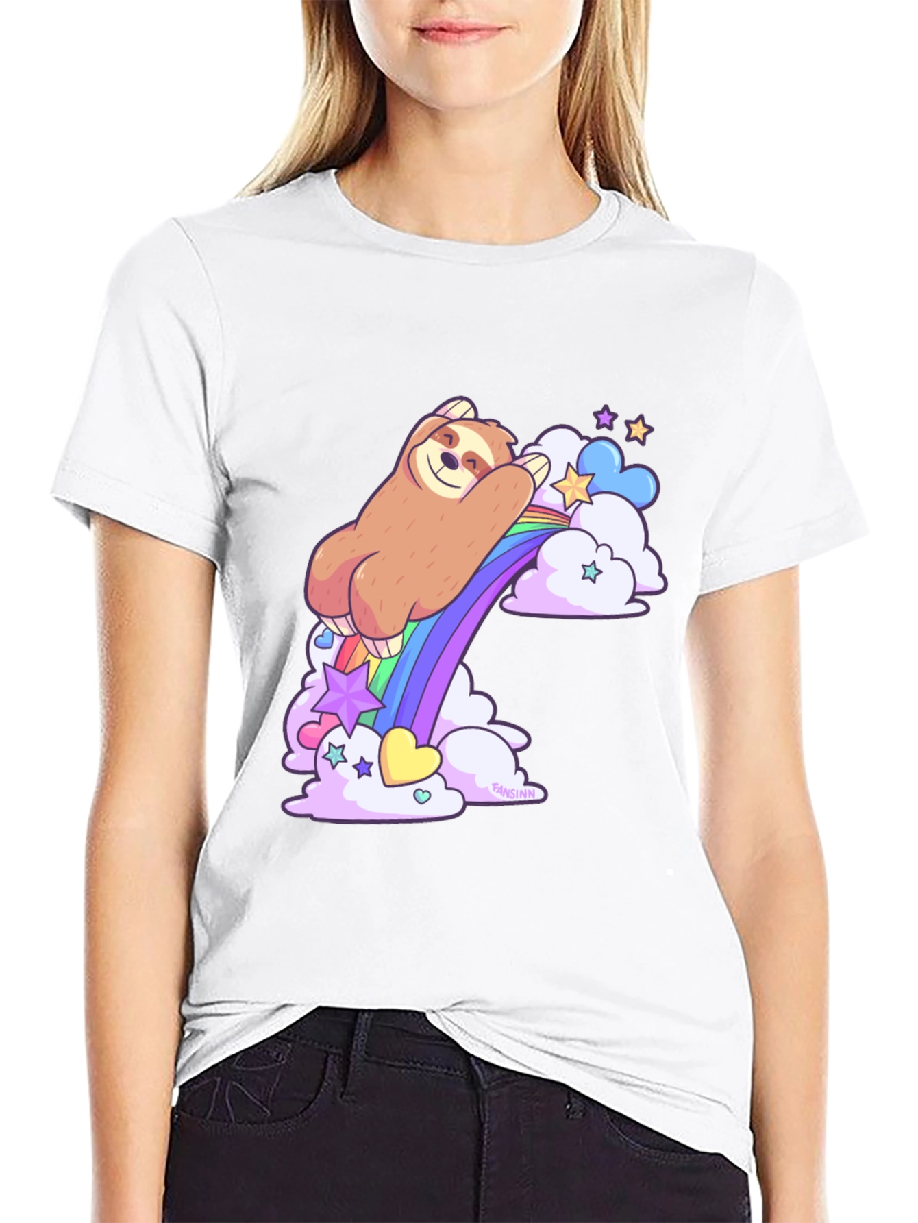 Sloth Riding Rainbow T-Shirt