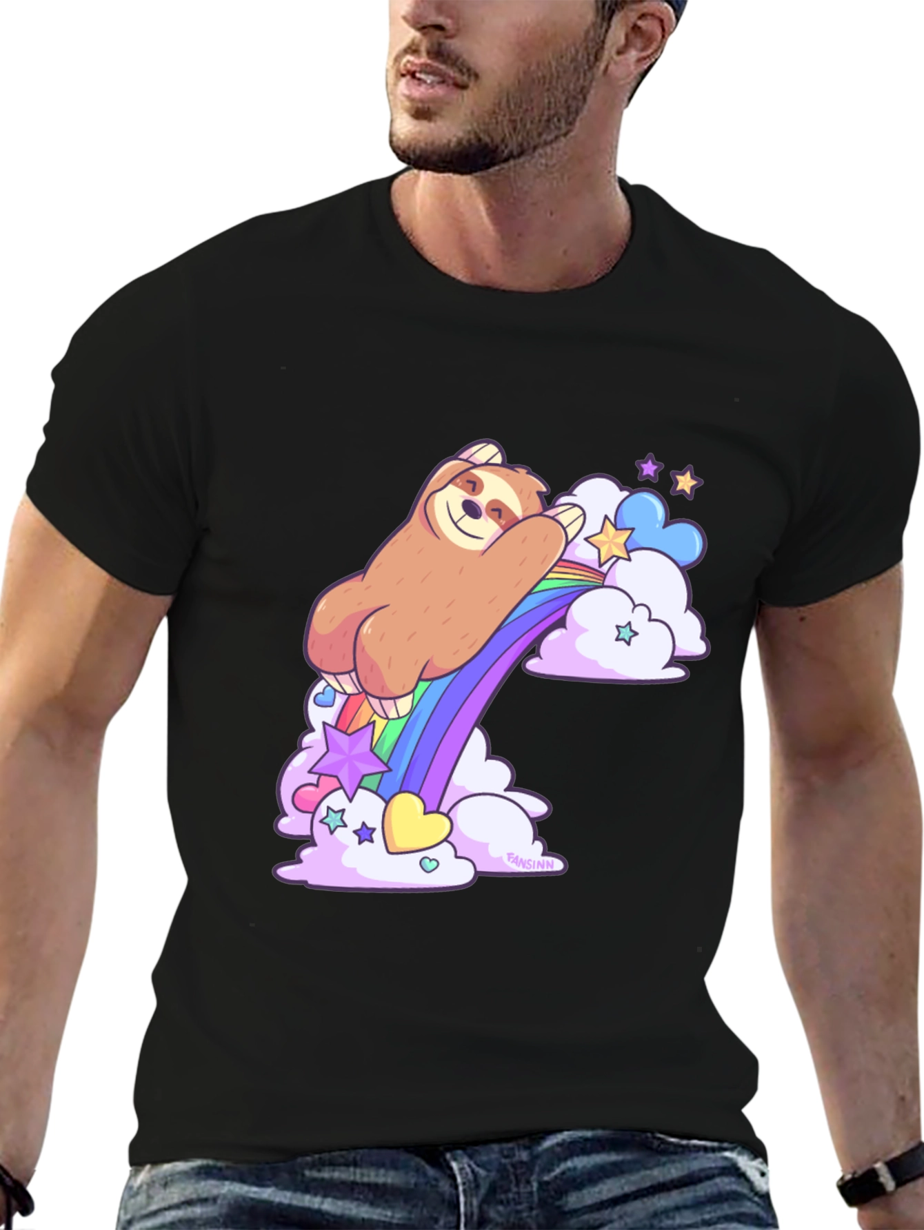 Sloth Riding Rainbow T-Shirt
