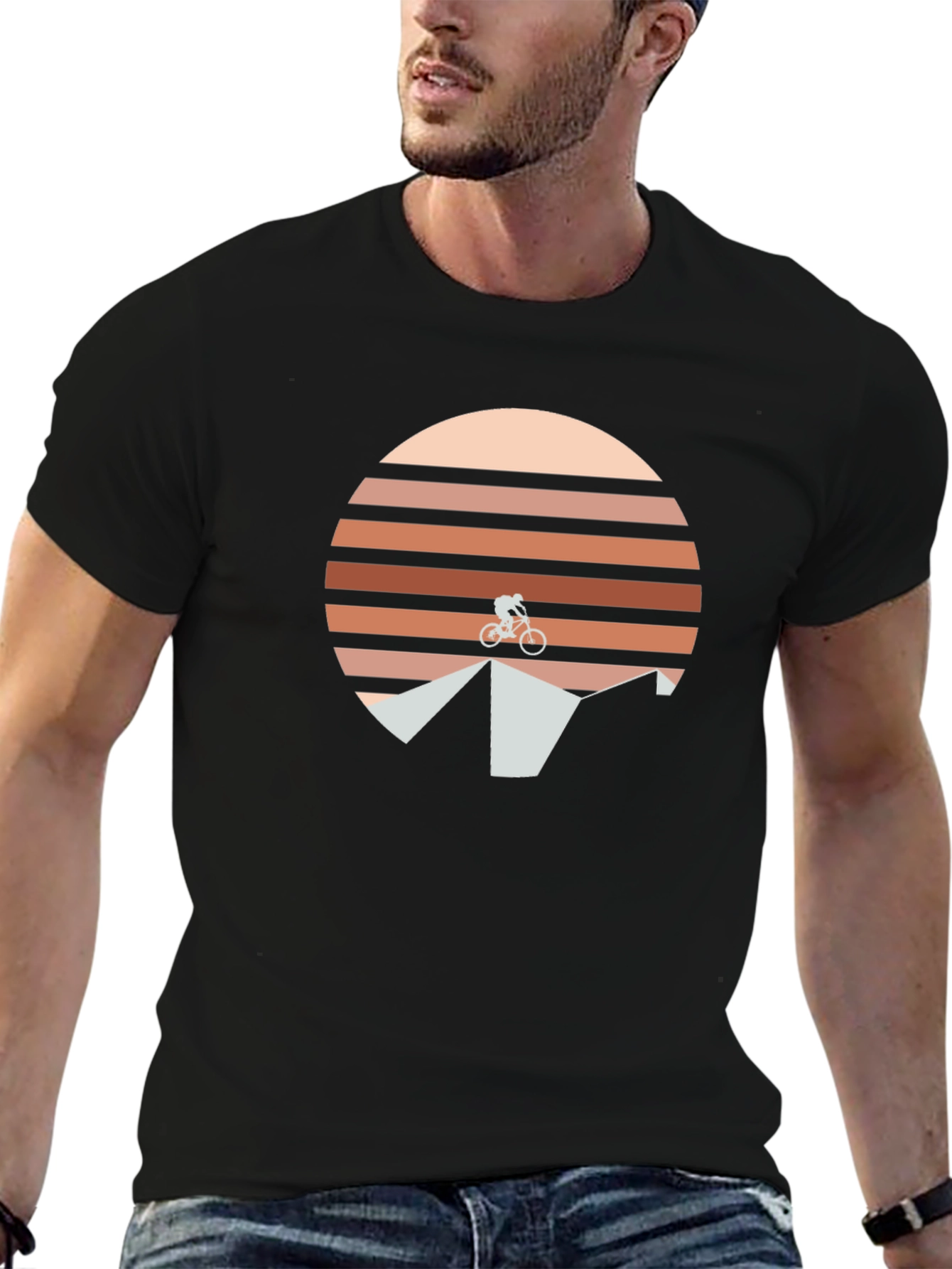 Mountain Bike Sunset Graphic Tee - Black