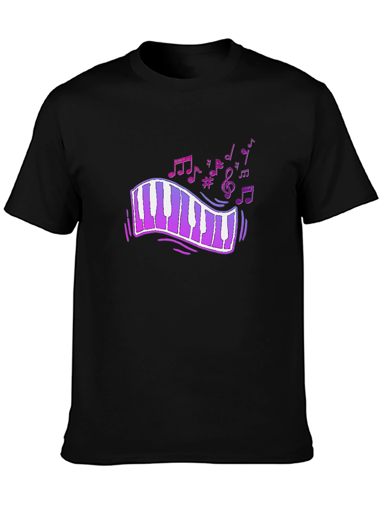 Musical Notes Piano Keyboard Graphic T-Shirt