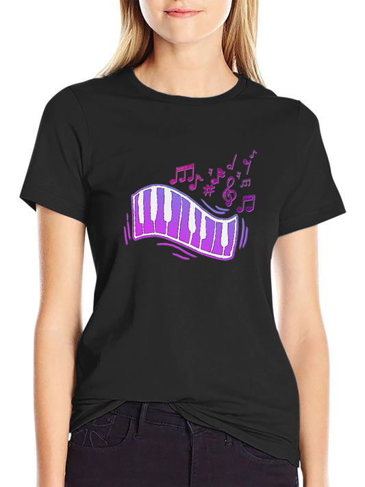 Musical Notes Piano Keyboard Graphic T-Shirt