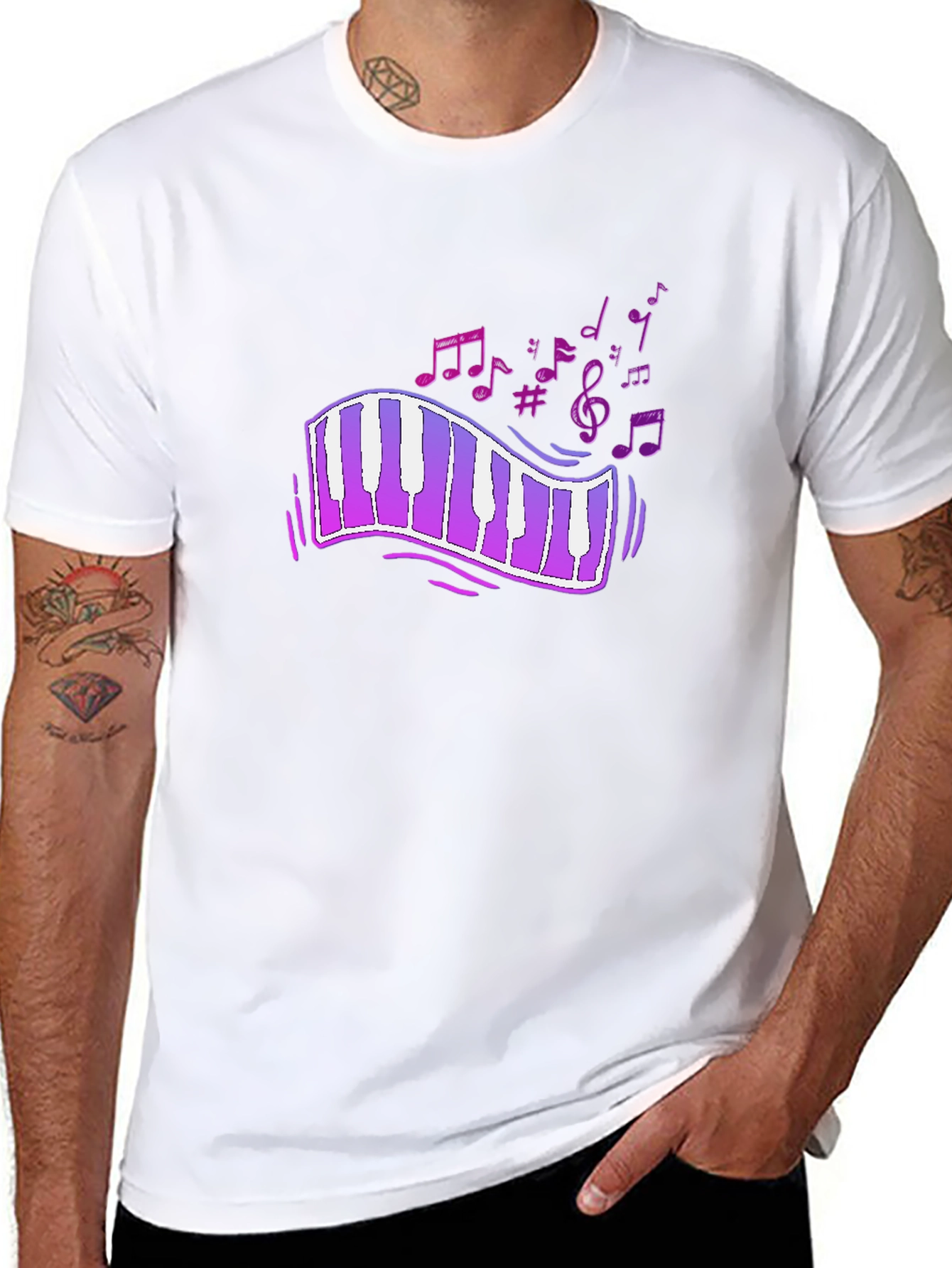 Musical Notes Piano Keyboard Graphic T-Shirt