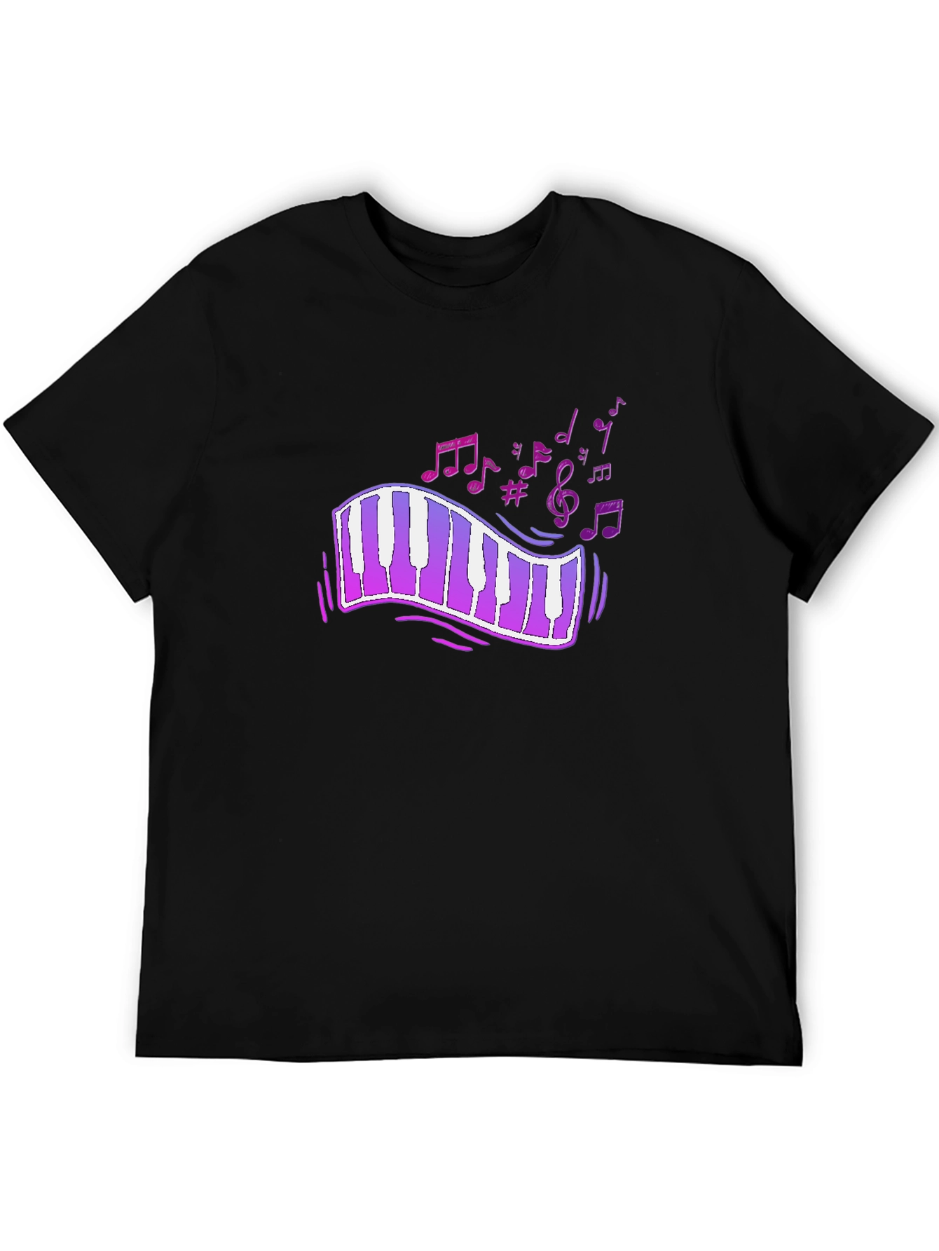 Musical Notes Piano Keyboard Graphic T-Shirt