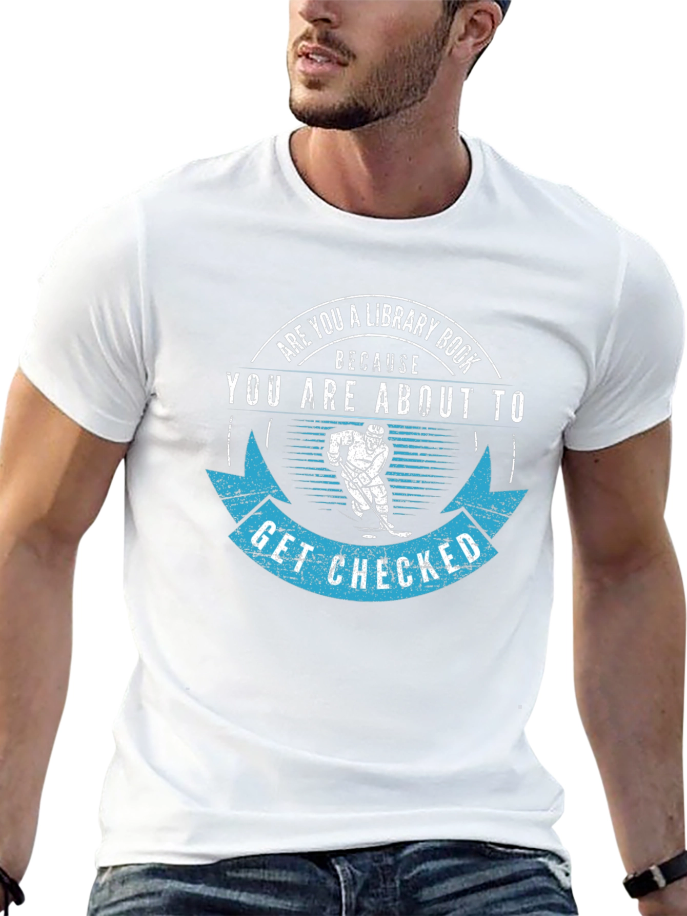 Library Book Hockey Check Black Graphic Tee