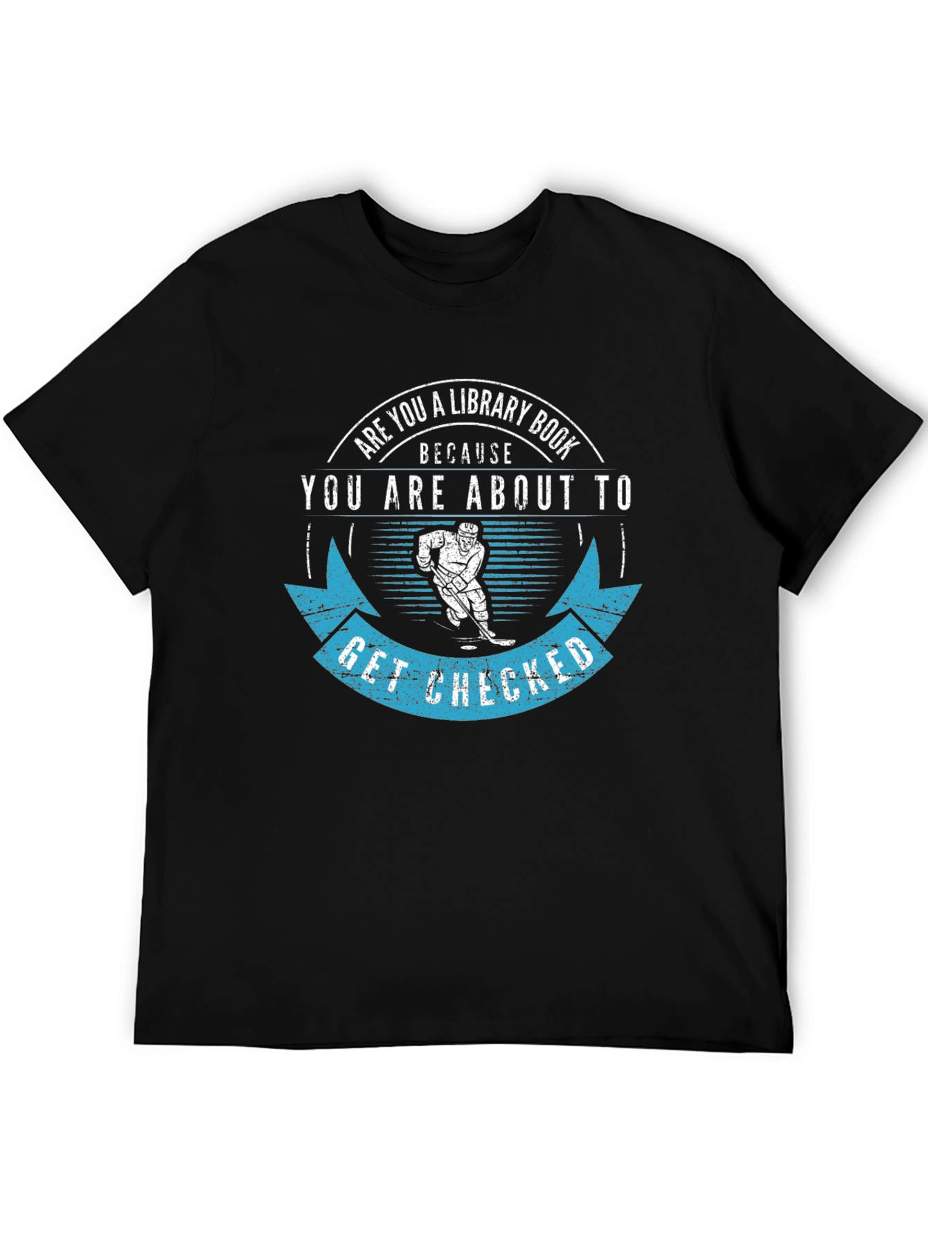 Library Book Hockey Check Black Graphic Tee