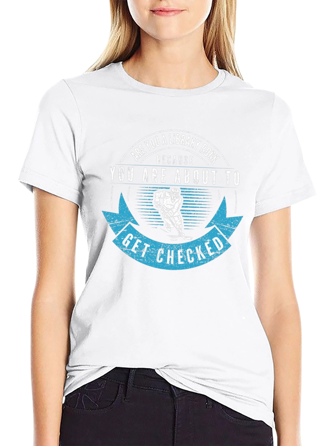 Library Book Hockey Check Black Graphic Tee