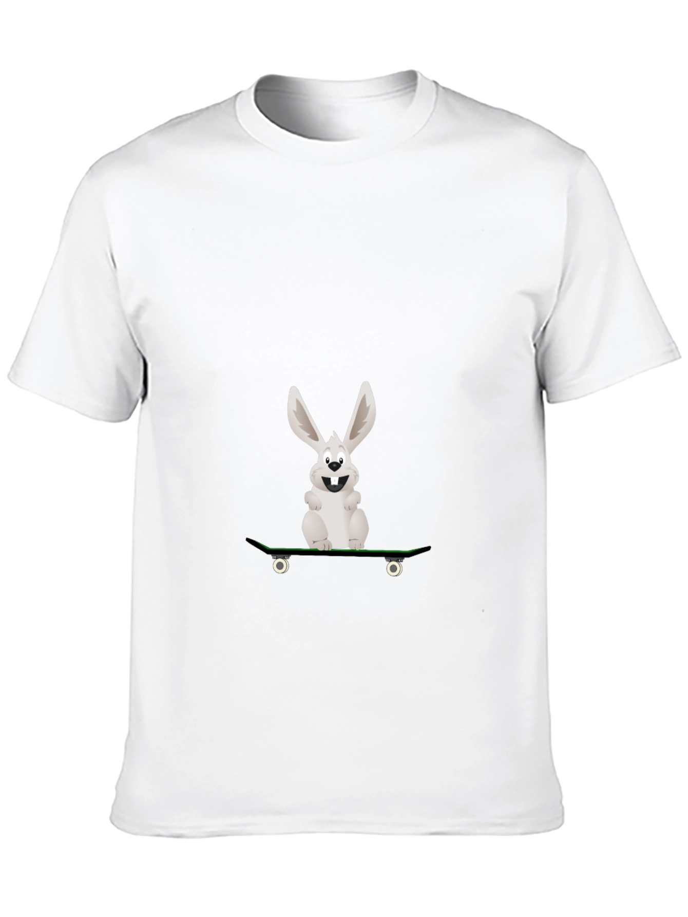 Rabbit Skateboarder Graphic Tee - Black Cotton Casual