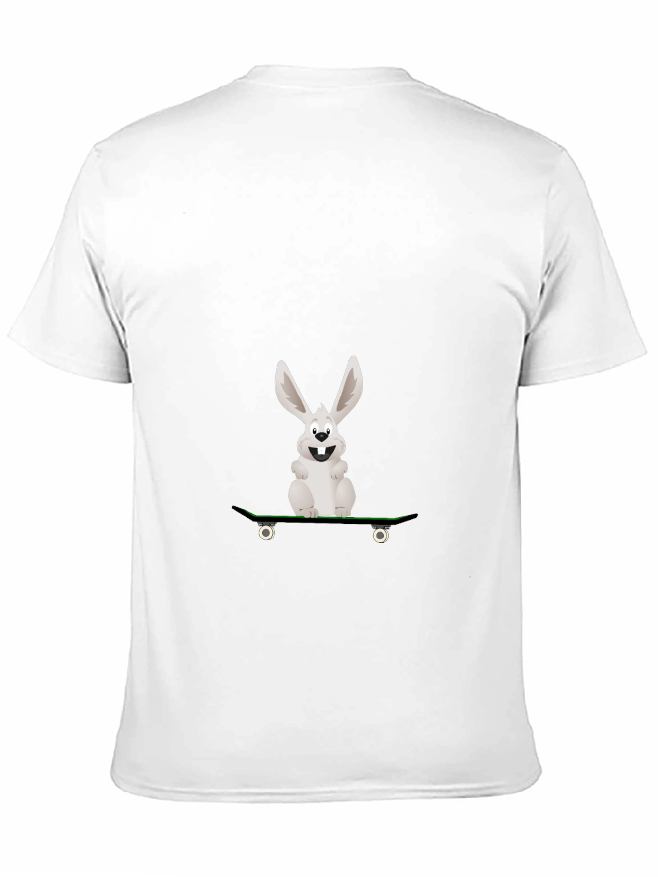 Rabbit Skateboarder Graphic Tee - Black Cotton Casual