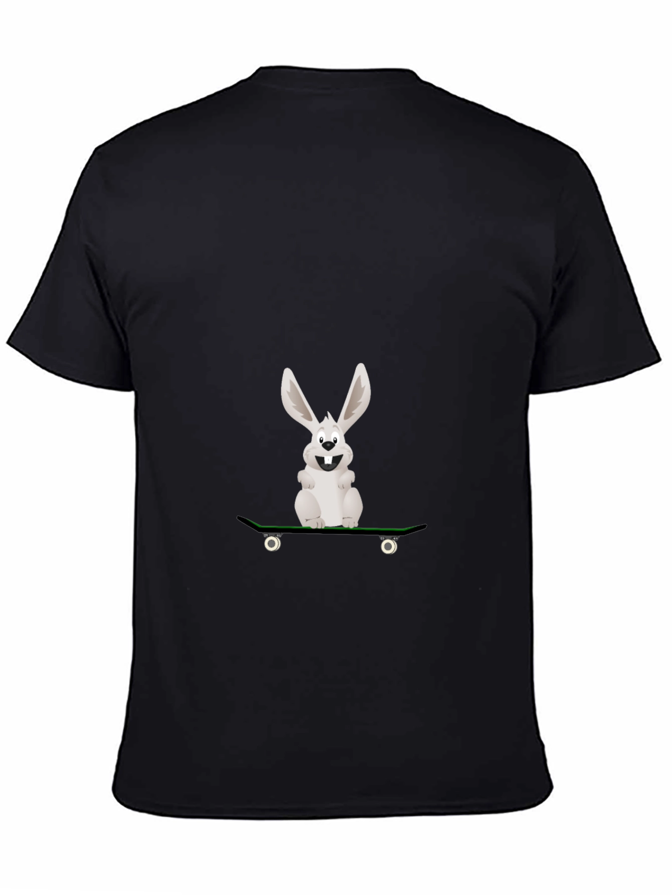 Rabbit Skateboarder Graphic Tee - Black Cotton Casual