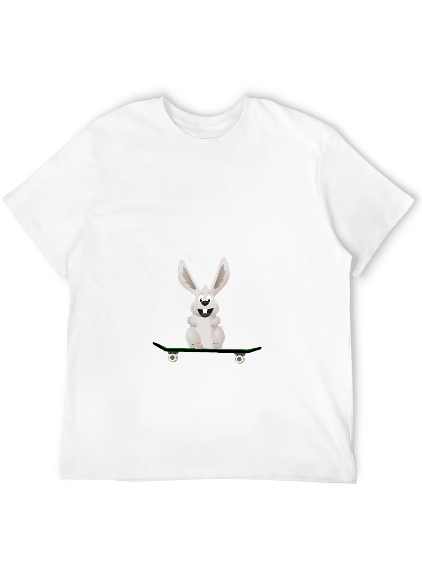 Rabbit Skateboarder Graphic Tee - Black Cotton Casual