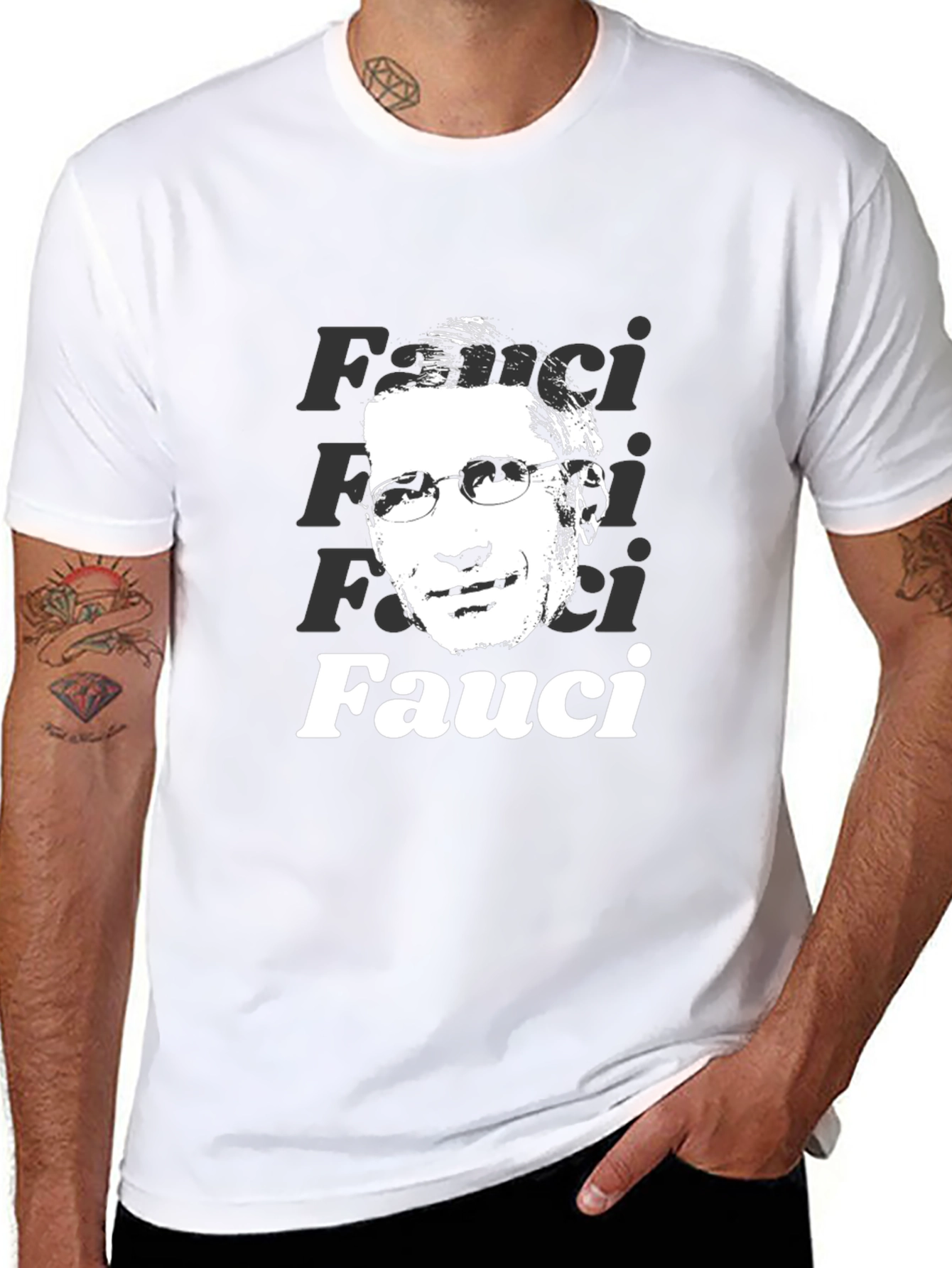 Fauci Portrait Graphic T-Shirt - Black