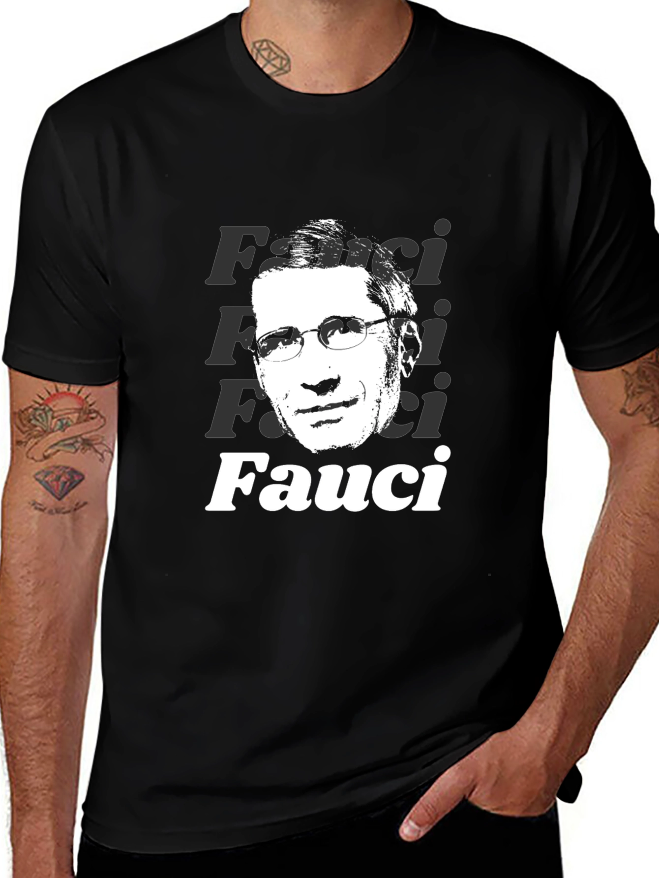Fauci Portrait Graphic T-Shirt - Black