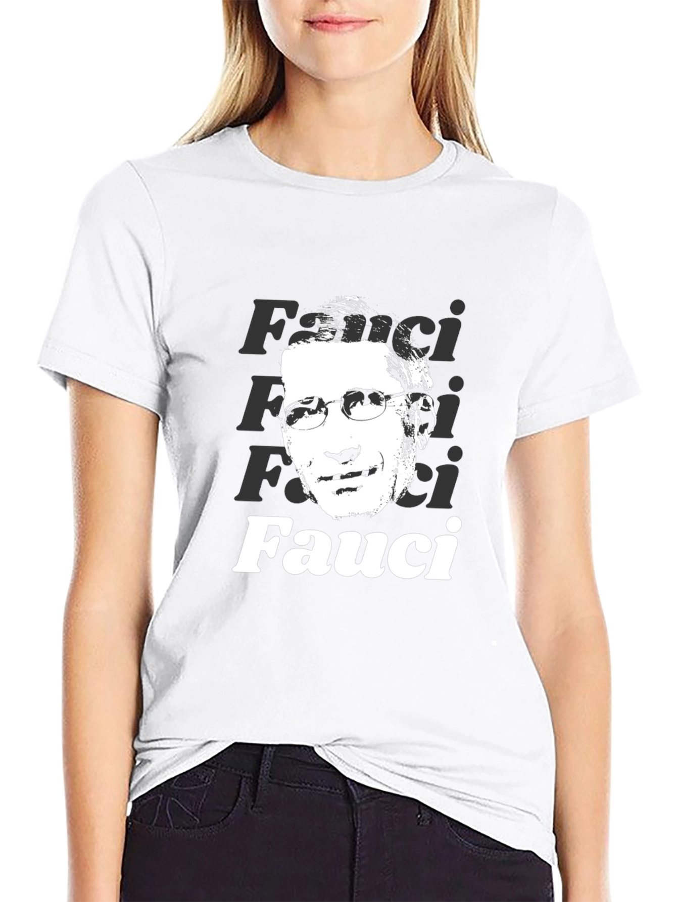 Fauci Portrait Graphic T-Shirt - Black