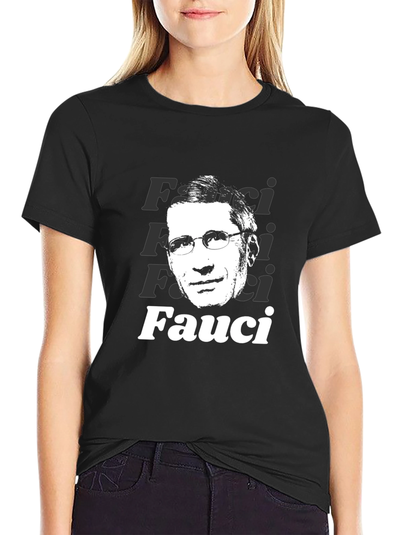 Fauci Portrait Graphic T-Shirt - Black