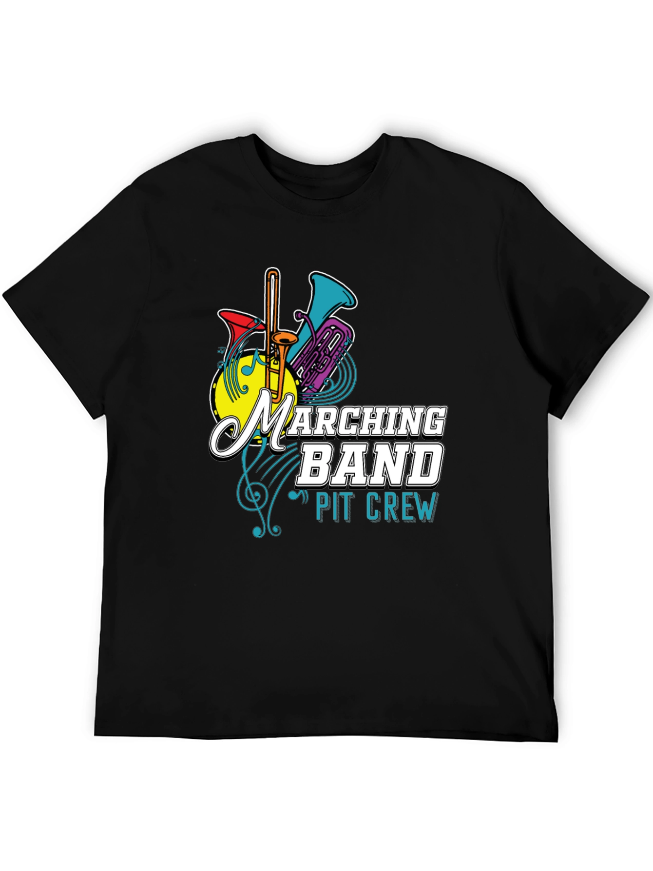 Marching Band Pit Crew Graphic T-Shirt - Black