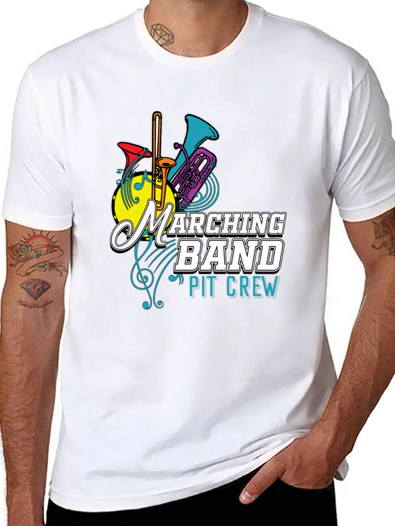 Marching Band Pit Crew Graphic T-Shirt - Black