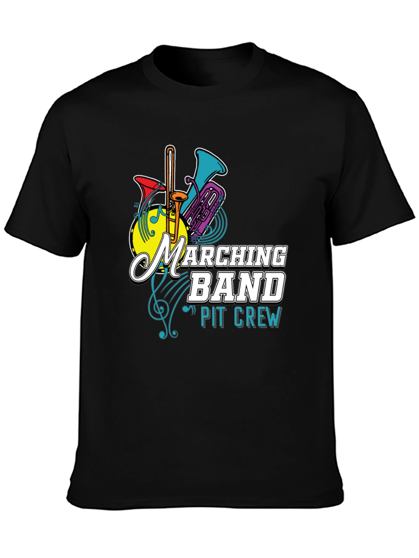 Marching Band Pit Crew Graphic T-Shirt - Black