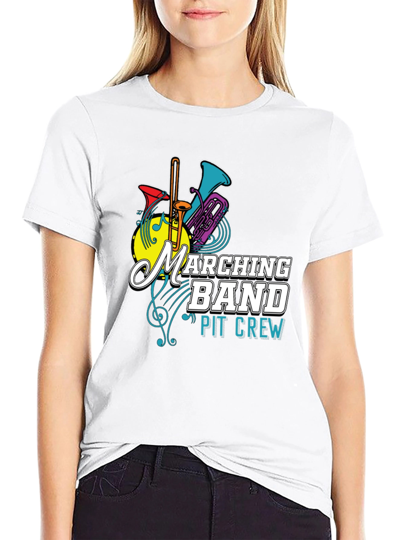 Marching Band Pit Crew Graphic T-Shirt - Black