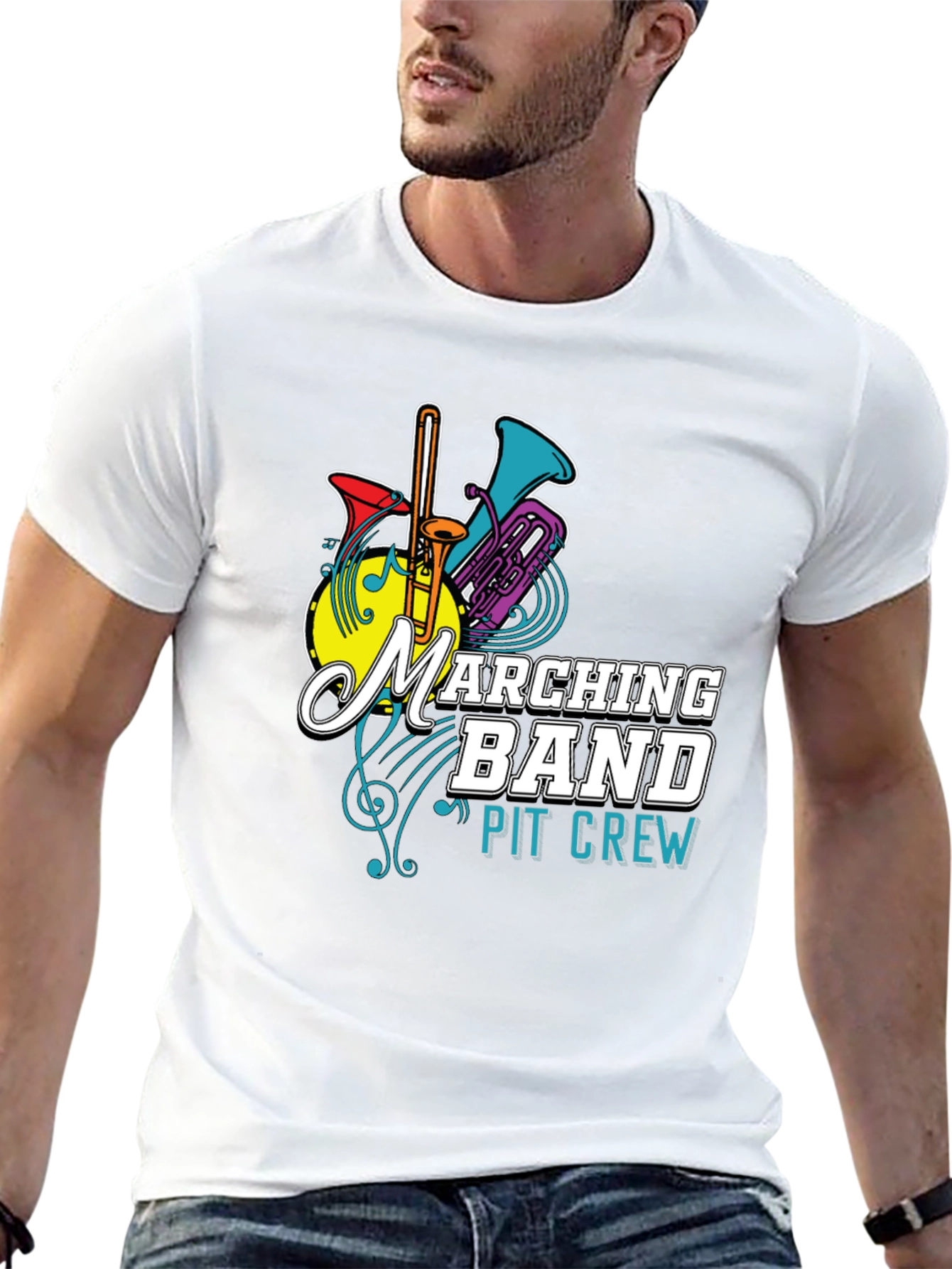 Marching Band Pit Crew Graphic T-Shirt - Black