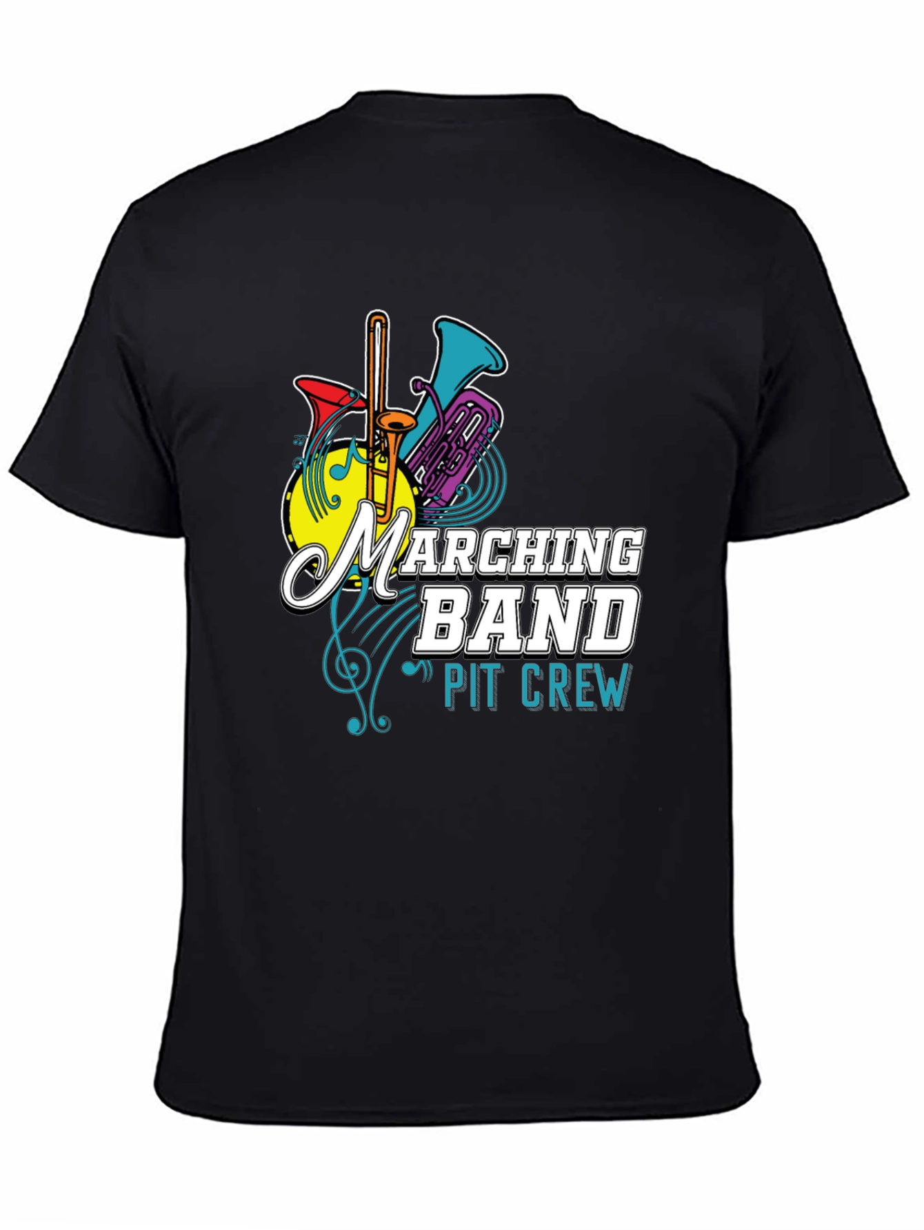 Marching Band Pit Crew Graphic T-Shirt - Black