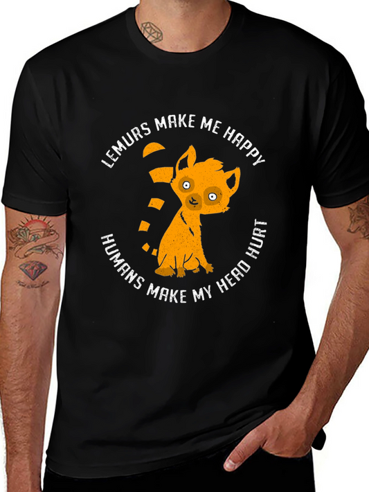 Lemurs Make Me Happy Graphic T-Shirt