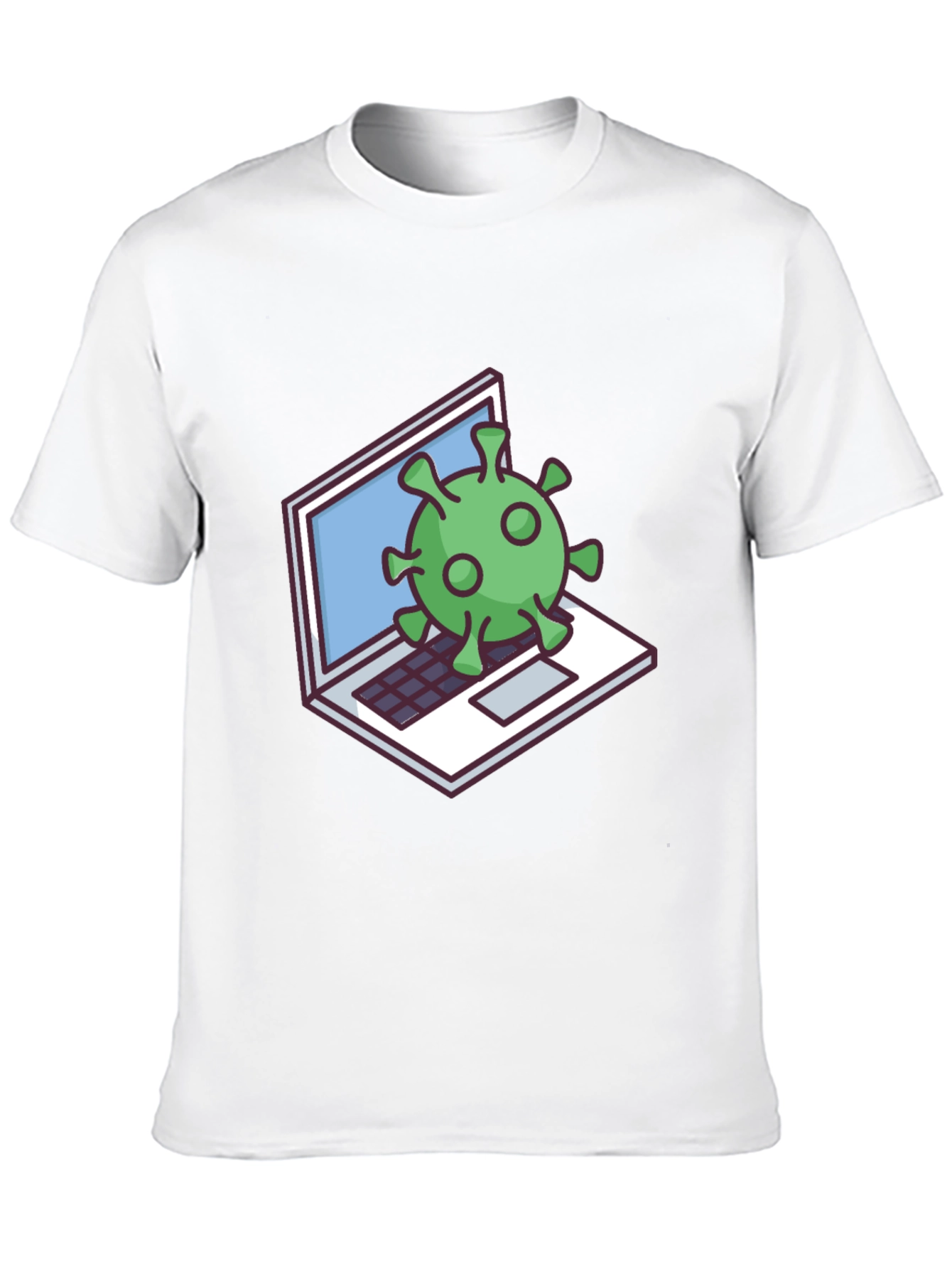 Virus Laptop Graphic Tee - Black Cotton T-Shirt