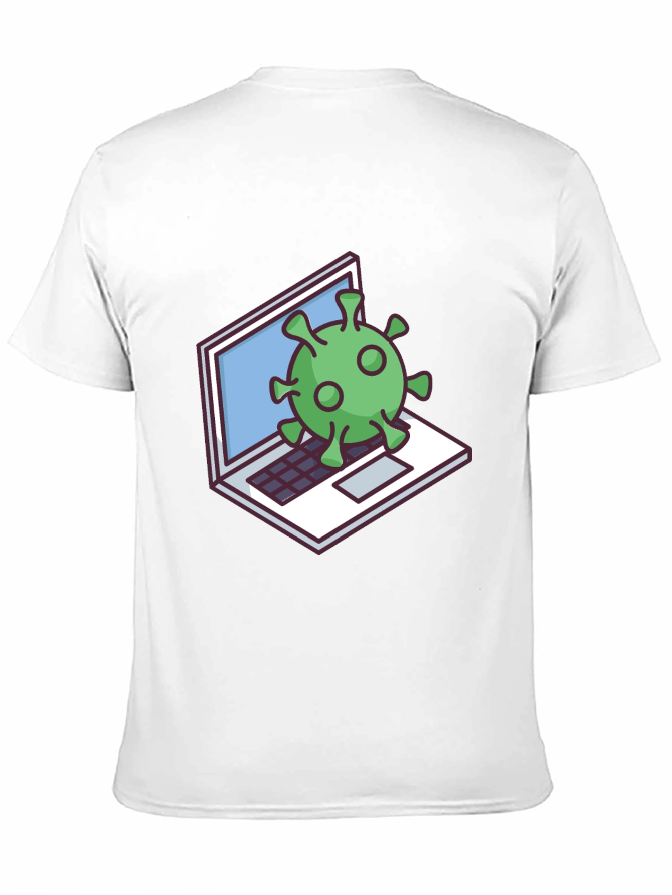 Virus Laptop Graphic Tee - Black Cotton T-Shirt